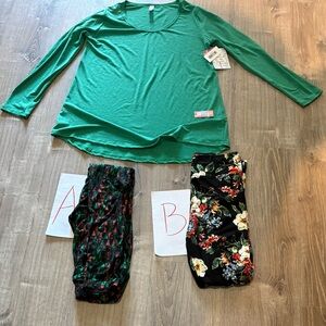 Lularoe outfit new with tag solid green lynnae large & os leggings you pick them